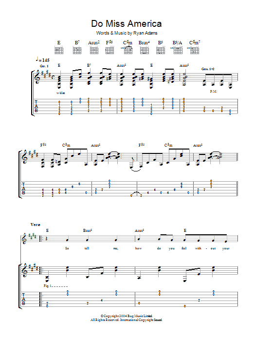 Produktgalerie: Seite 1 von 1 Do Miss America, Ryan Adams, Gitarre