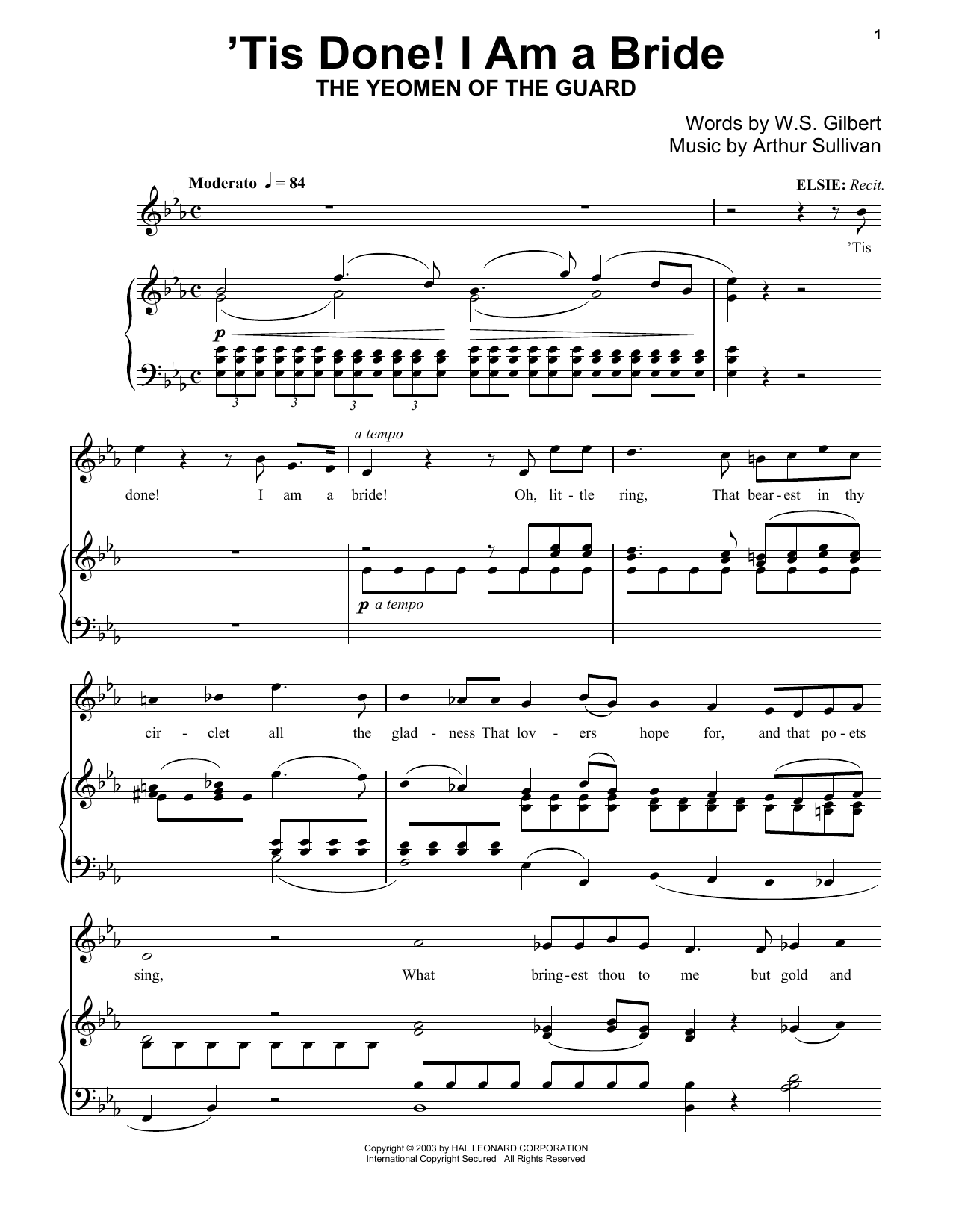 Product gallery: Page 1 of 1 'Tis Done! I Am A Bride, Gilbert & Sullivan