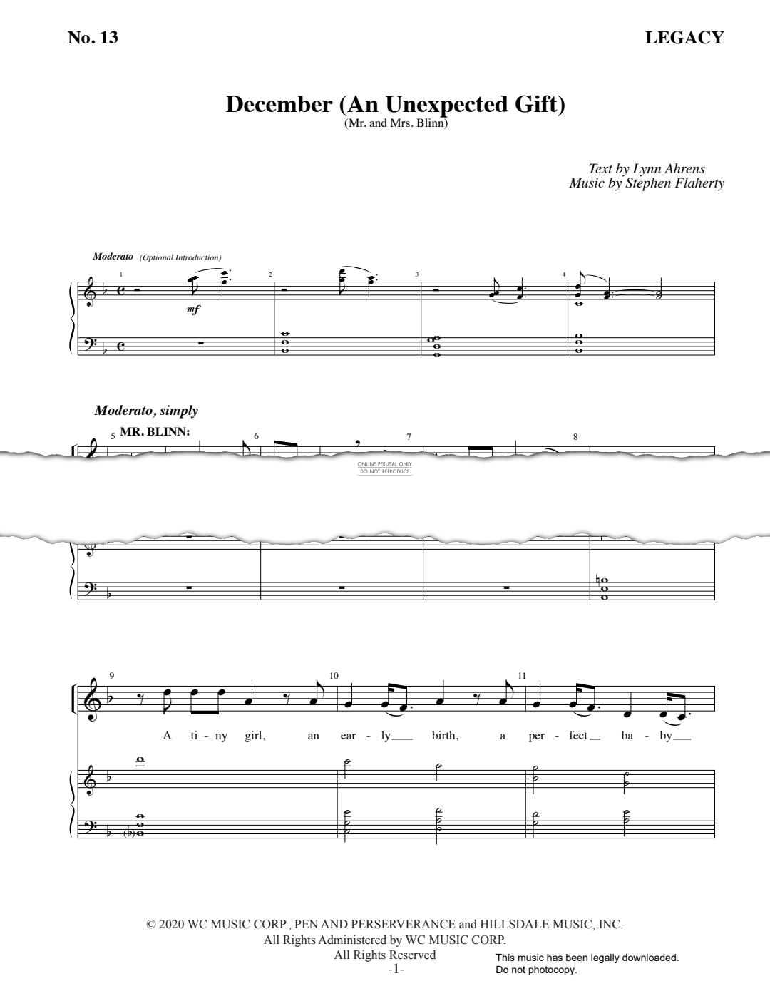 Produktgalerie: Seite 1 von 1 December (An Unexpected Gift) (from 'Legacy'), Stephen Flaherty, Gesang, Klavier