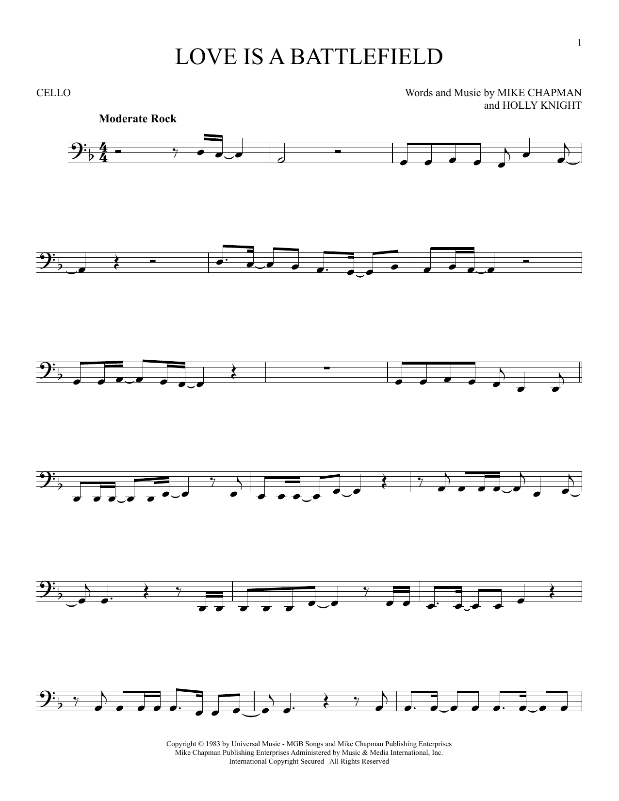 Produktgalerie: Seite 1 von 1 Love Is A Battlefield, Pat Benatar, Violoncello