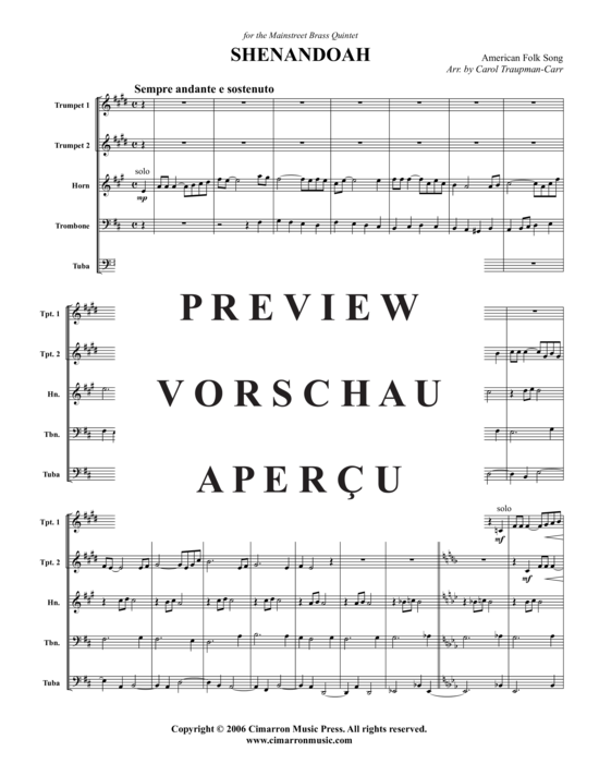 Produktgalerie: Seite 2 von 8 Shenandoah , , (Blechbläserquintett)