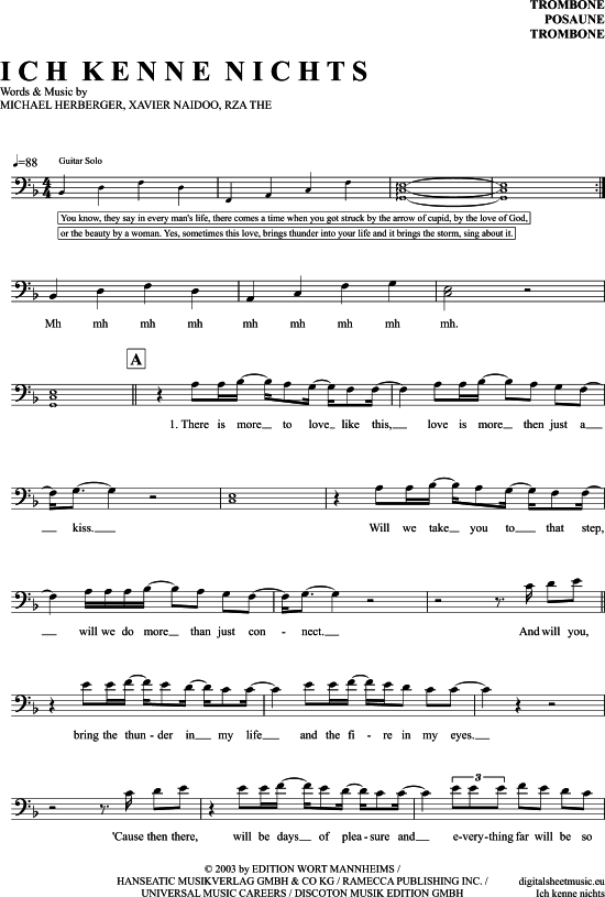 Product gallery: Page 1 of 5 Ich Kenne Nichts (Das So Schön Ist Wie Du) , Naidoo, Xavier,  (trombone / baritone)