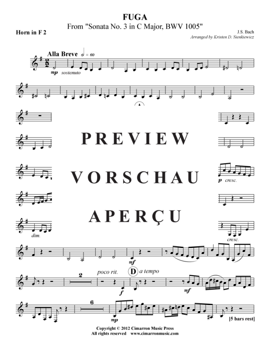 Produktgalerie: Seite 16 von 21 Fuge aus Sonate Nr. 3 in C-Dur, BWV 1005 , , (Hornquartett)