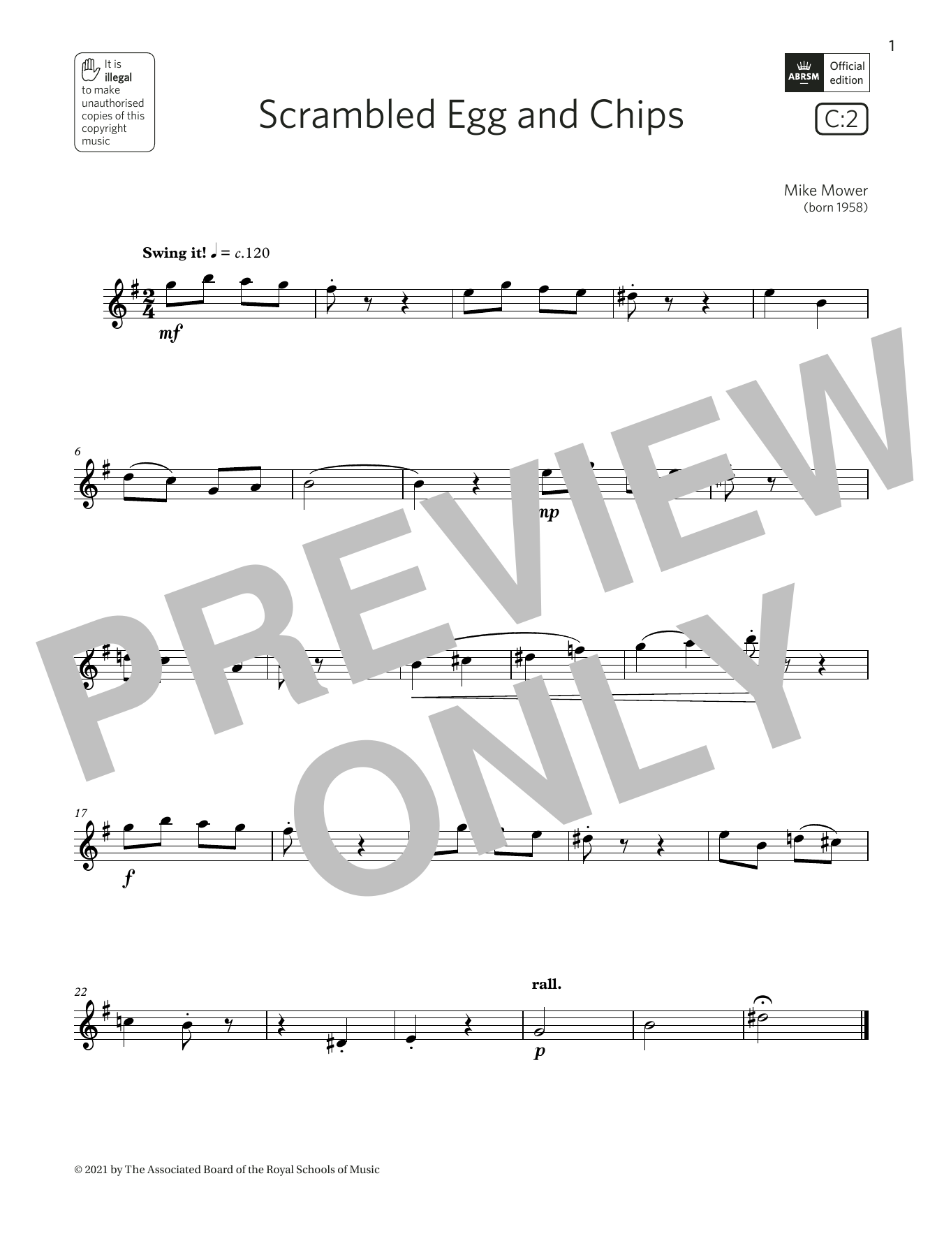 Product gallery: Page 1 of 1 Scrambled Egg and Chips (Grade 1 List C2 from the ABRSM Flute syllabus from 2022), Mike Mower