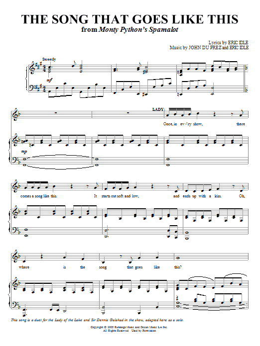 Produktbild zu: The Song That Goes Like This (from Monty Python's Spamalot)