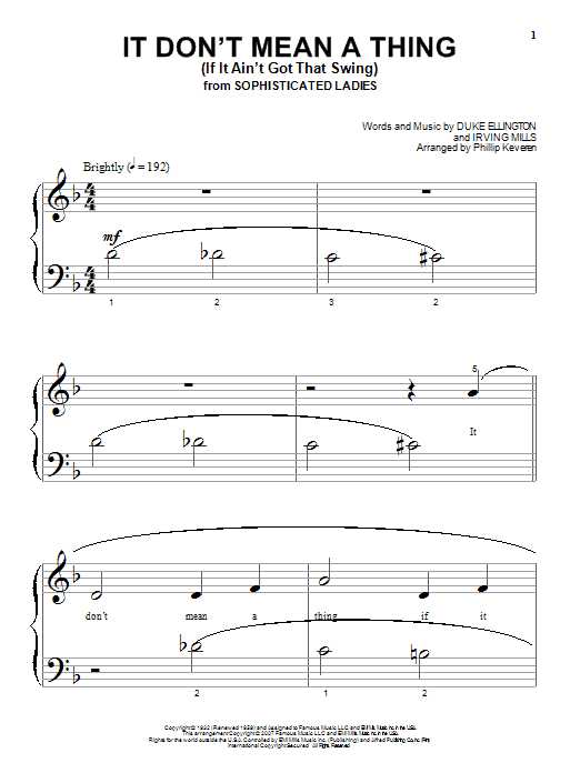Produktgalerie: Seite 1 von 1 It Don't Mean A Thing (If It Ain't Got That Swing) (arr. Phillip Keveren), Duke Ellington, Klavier