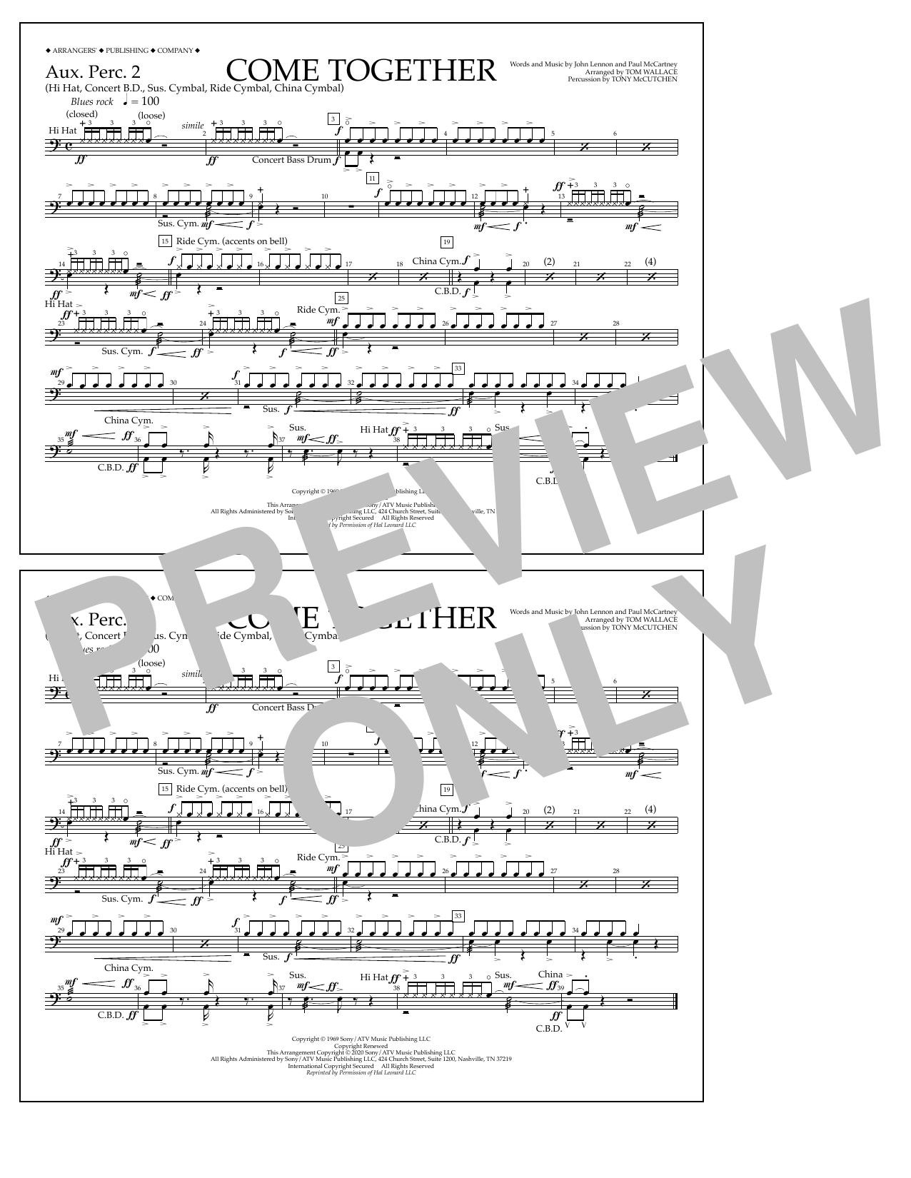 Produktbild zu: Come Together (arr. Tom Wallace) - Aux. Perc. 2
