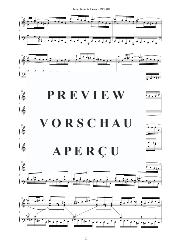 Produktgalerie: Seite 3 von 10 Fuge in A-Moll BWV 543b - Piano Version, , Klavier Solo
