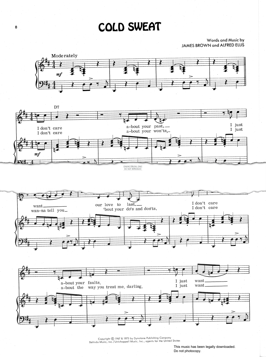 Produktgalerie: Seite 1 von 1 Cold Sweat (Parts 1 & 2), James Brown, Gesang, Gitarre, Klavier