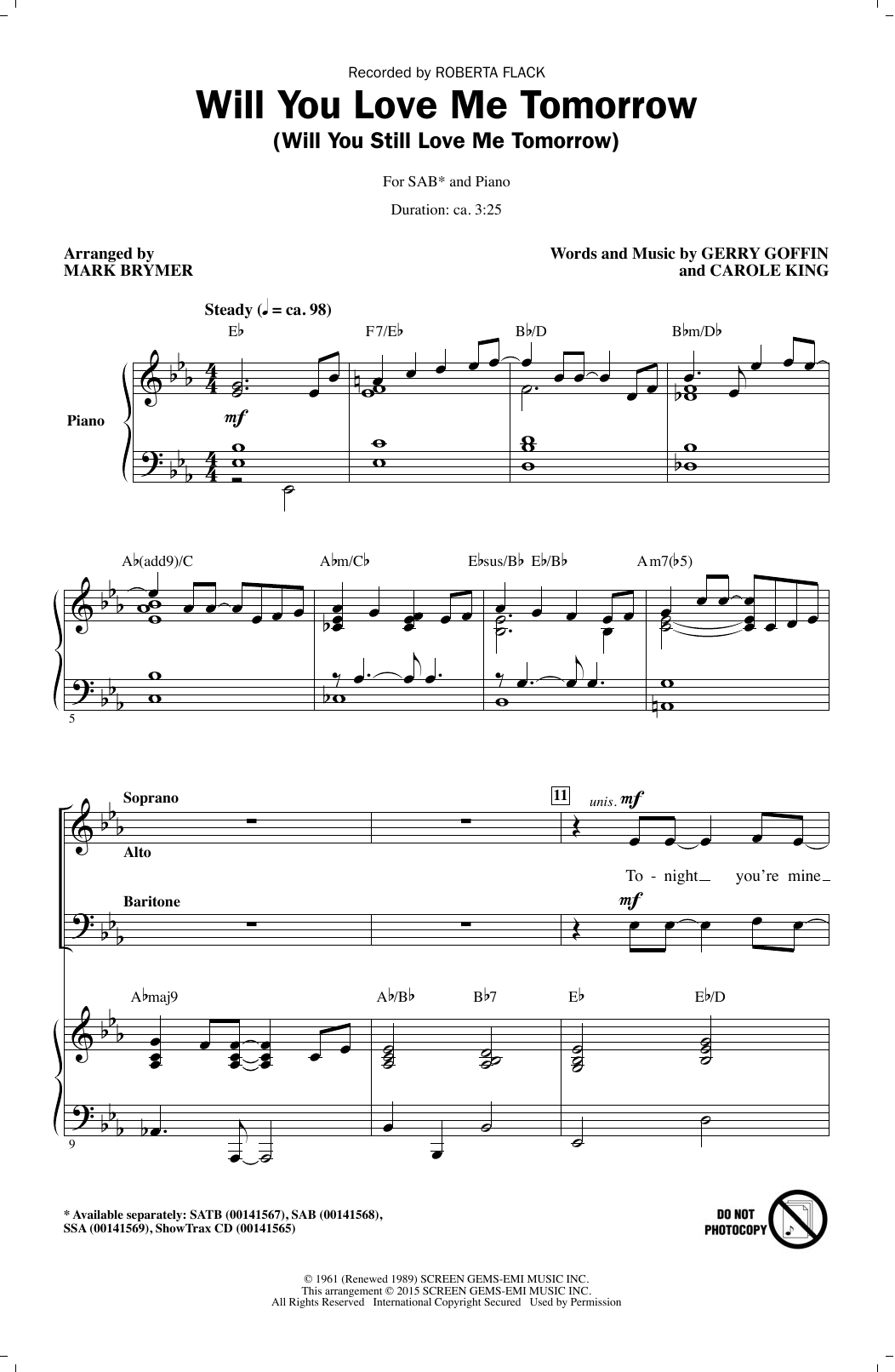 Produktgalerie: Seite 1 von 1 Will You Love Me Tomorrow (Will You Still Love Me Tomorrow), Mark Brymer, Chor