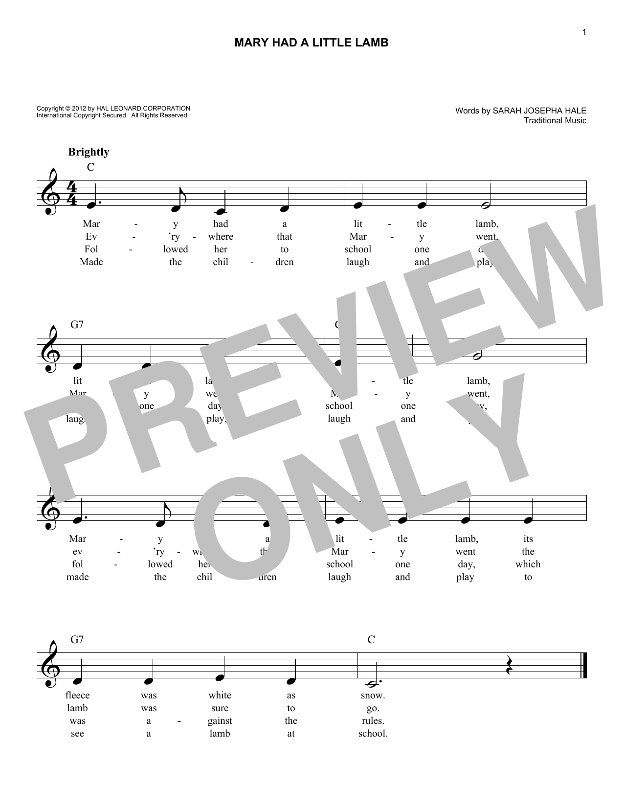 Produktbild zu: Mary Had A Little Lamb