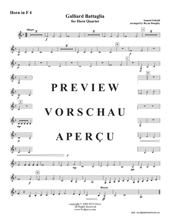 Produktgalerie: Seite 7 von 7 Galliard Battaglia , Samuel Scheidt (arr. Doughty), (Horn Quartett)