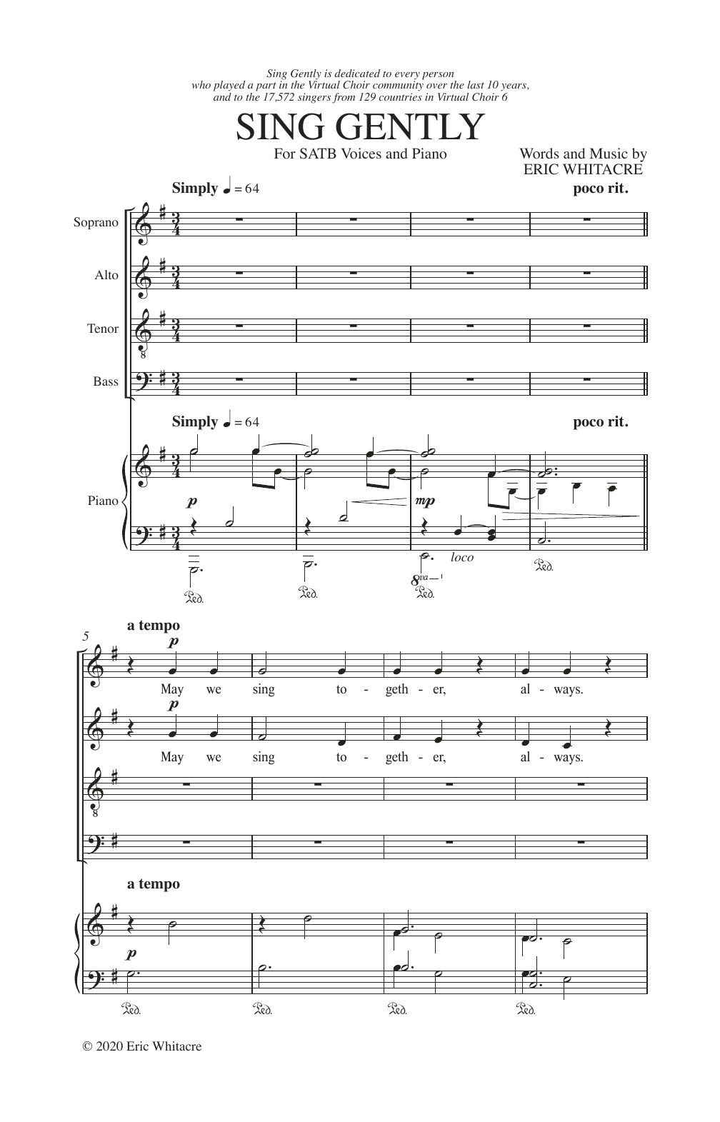 Product gallery: Page 1 of 1 Sing Gently, Eric Whitacre