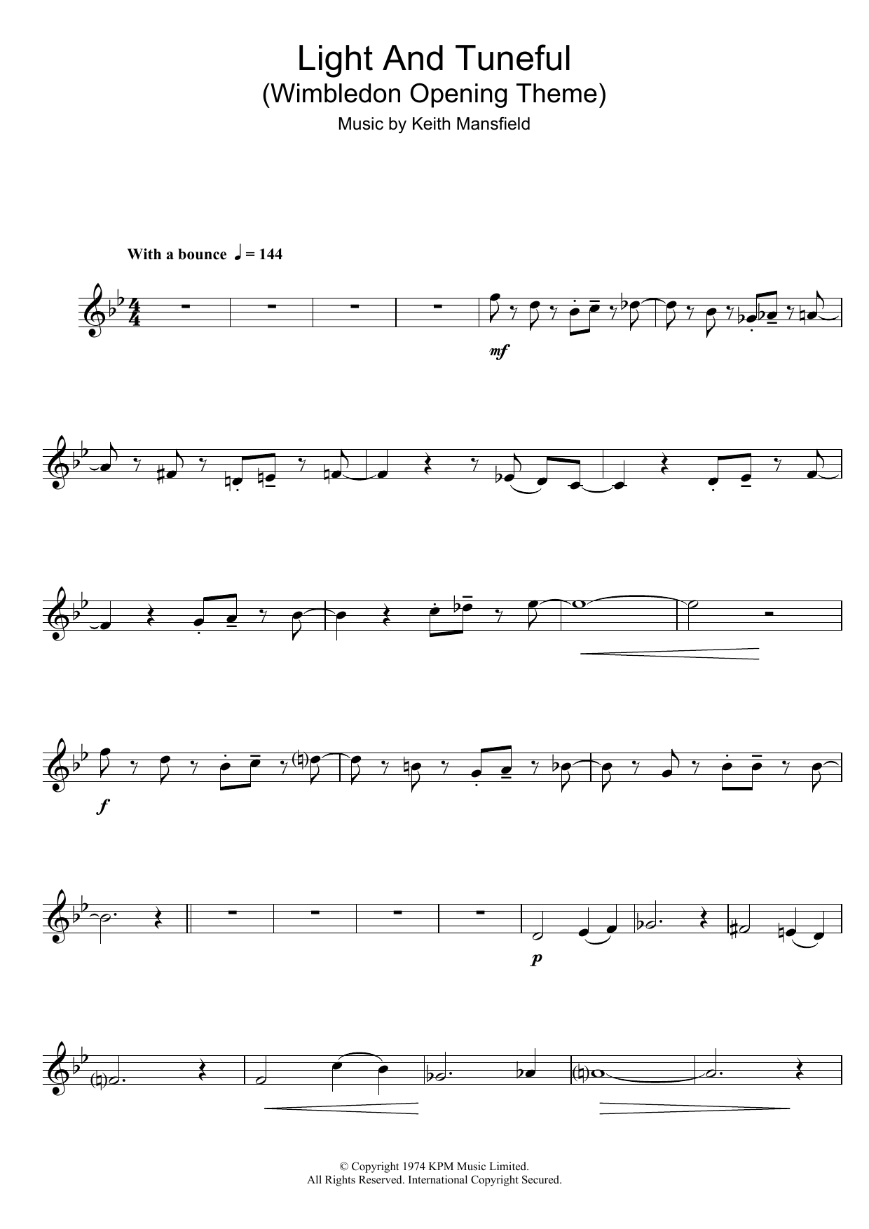 Product gallery: Page 1 of 1 Light And Tuneful (Wimbledon Opening Theme), Keith Mansfield