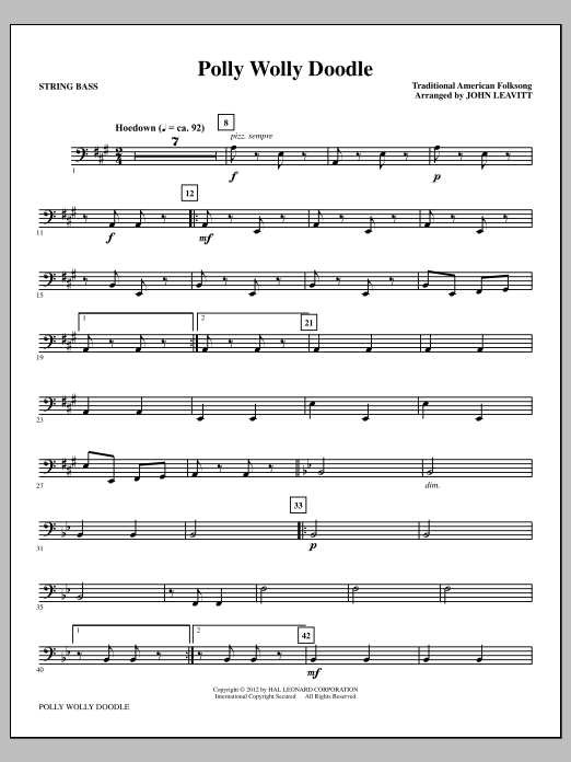 Produktbild zu: Polly Wolly Doodle - String Bass