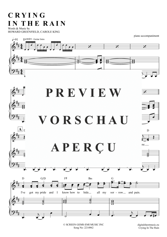 Product gallery: Page 2 of 7 Crying In The Rain , A-Ha, Voice with Piano Accompaniment