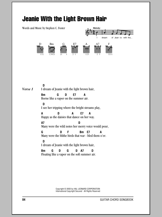 Produktgalerie: Seite 1 von 1 Jeanie With The Light Brown Hair, Stephen Foster, Gitarre