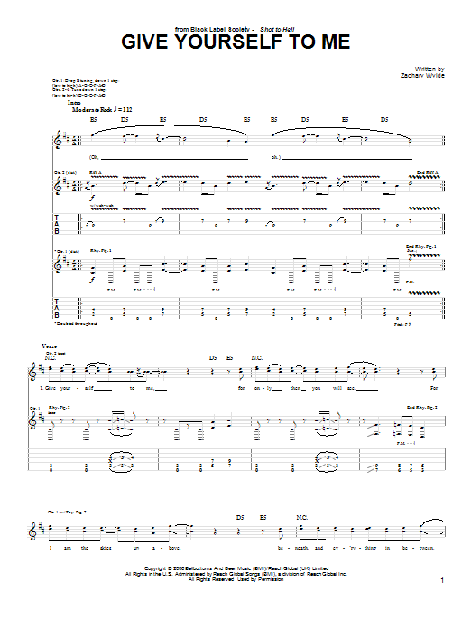 Produktgalerie: Seite 1 von 1 Give Yourself To Me, Black Label Society, Gitarre