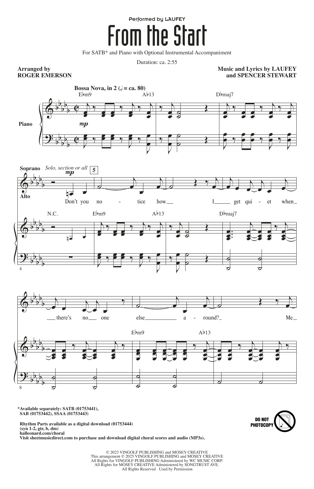 Produktbild zu: From The Start (arr. Roger Emerson)