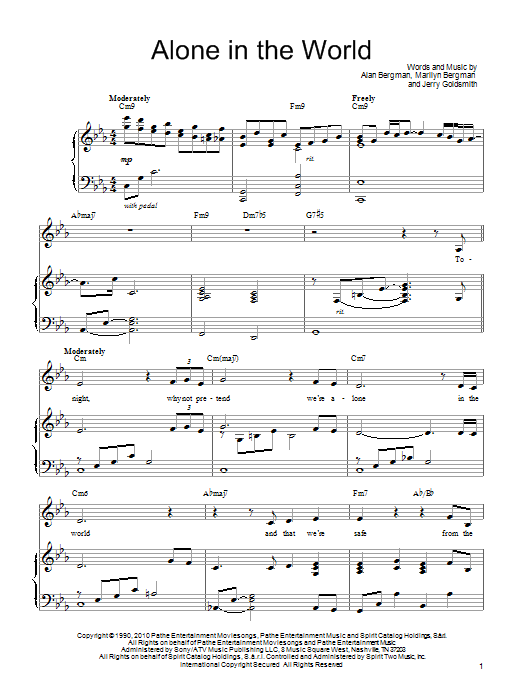 Produktgalerie: Seite 1 von 1 Alone In The World, Barbra Streisand, Gesang, Gitarre, Klavier