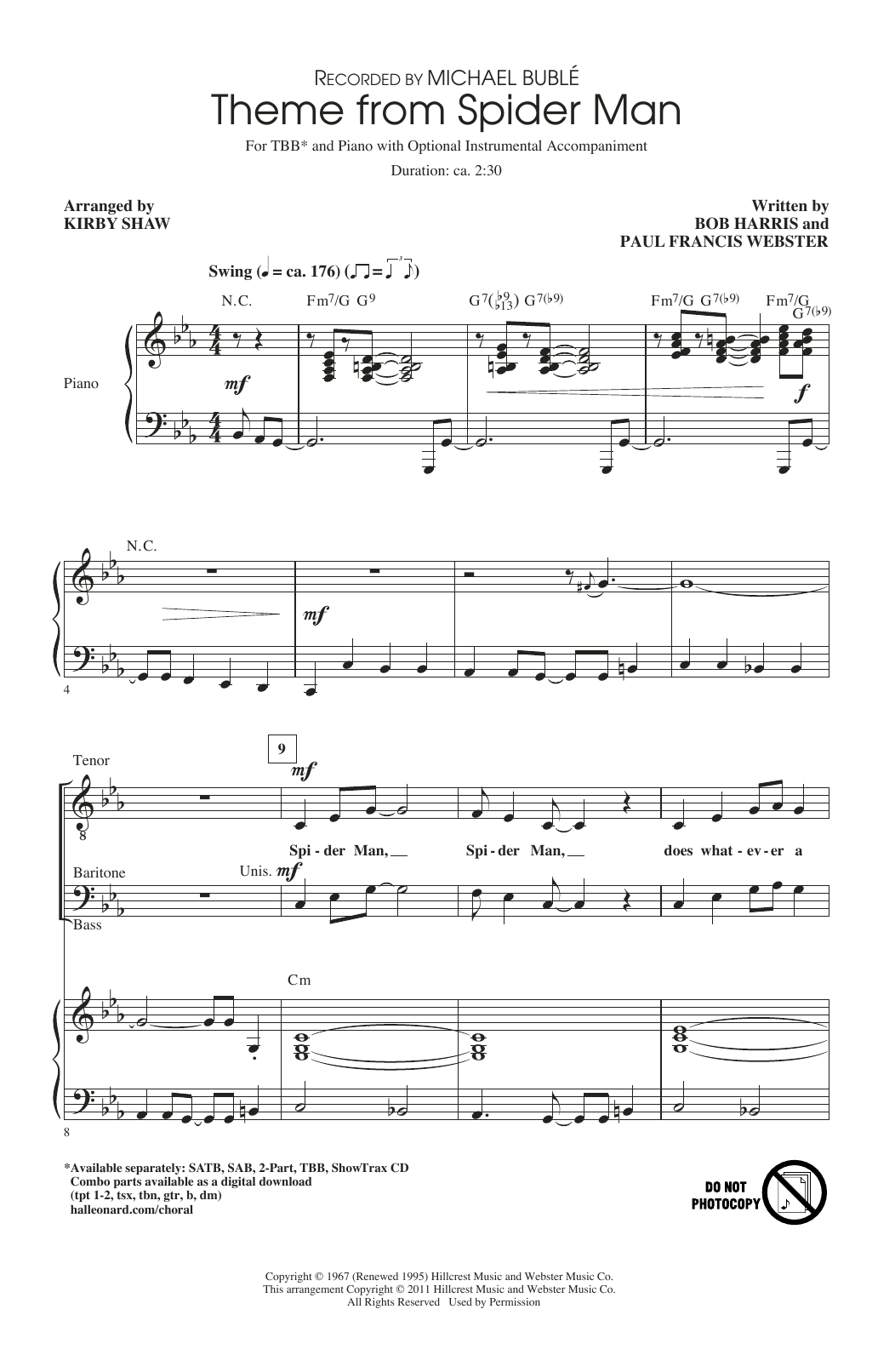 Product picture to: Theme From Spider-Man (arr. Kirby Shaw)