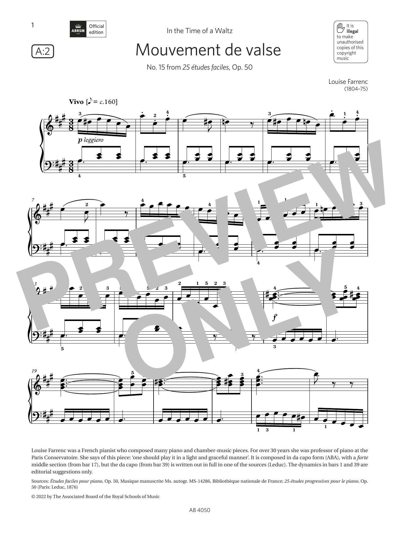 Product picture to: Mouvement de valse (Grade 4, list A2, from the ABRSM Piano Syllabus 2023 & 2024)