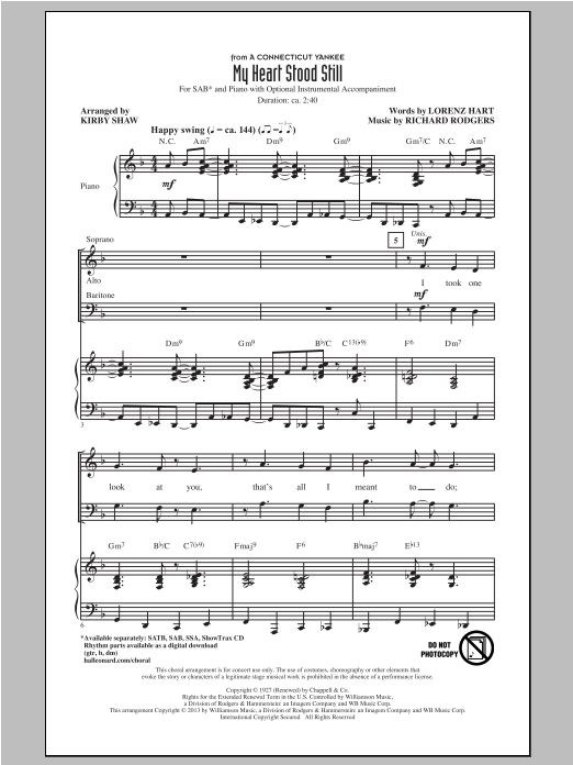 Produktbild zu: My Heart Stood Still (arr. Kirby Shaw)