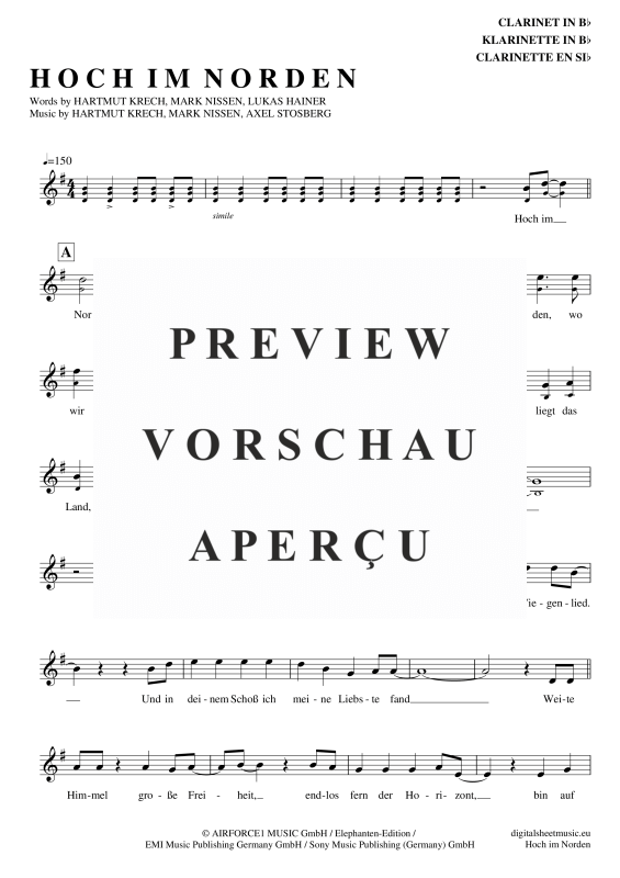 Product gallery: Page 2 of 4 Hoch Im Norden, Santiano, Clarinet in B-flat