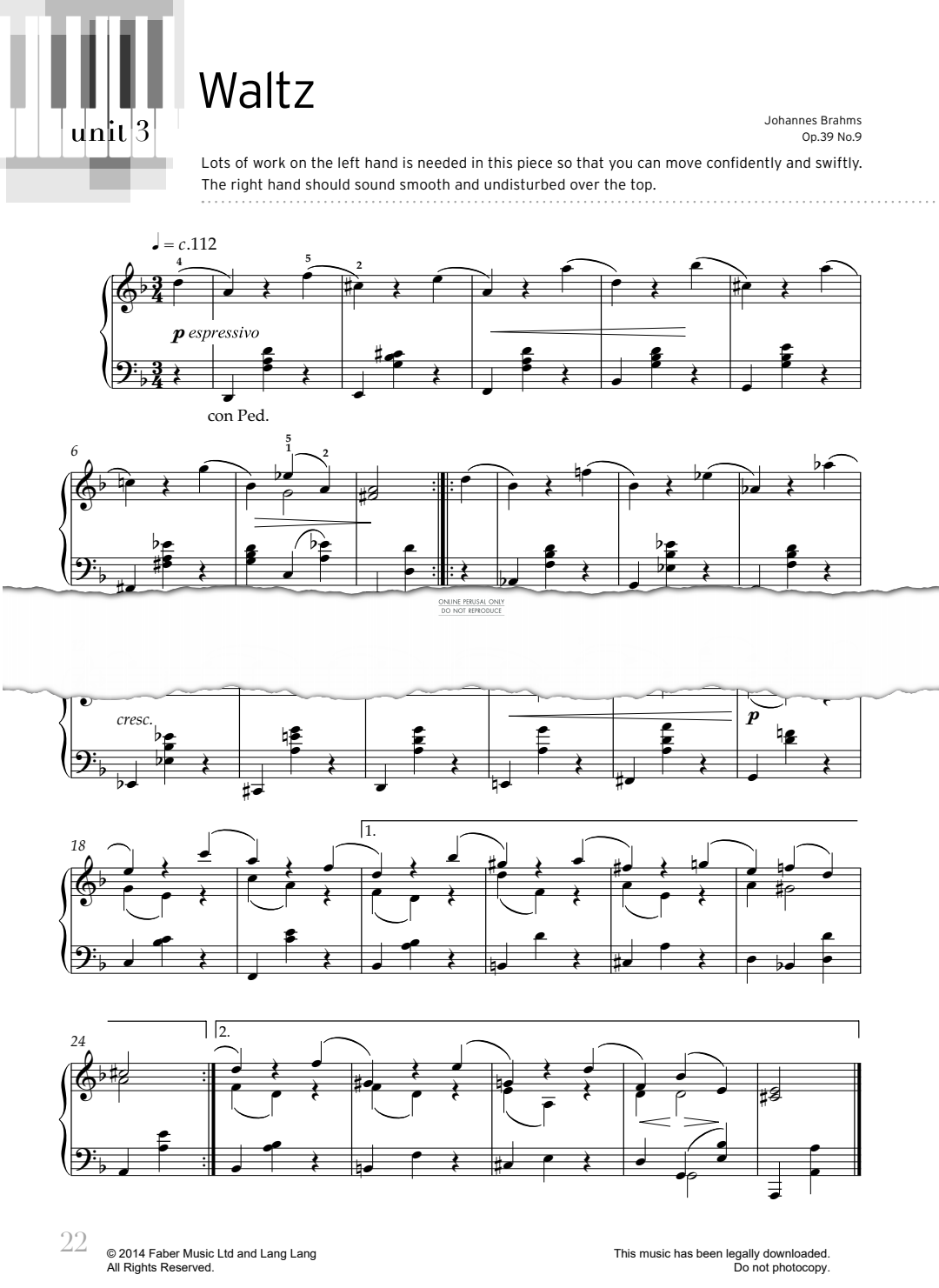 Produktgalerie: Seite 1 von 1 Waltz (Op. 39 No.9), Johannes Brahms, Klavier