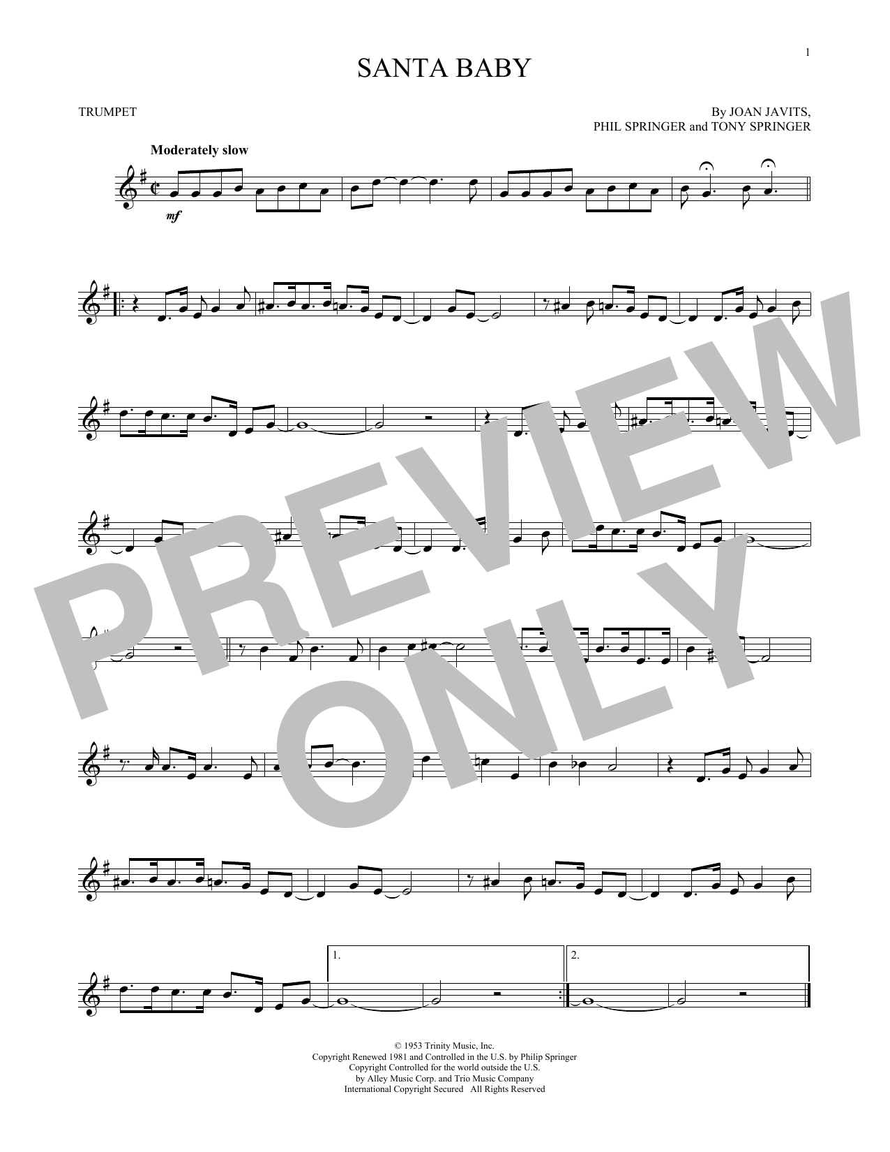 Produktgalerie: Seite 1 von 1 Santa Baby, Eartha Kitt, Trompete