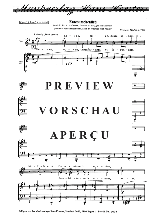 Product gallery: Page 3 of 5 Katzburschenlied , , (Chor 2-stimmig + Klavier)