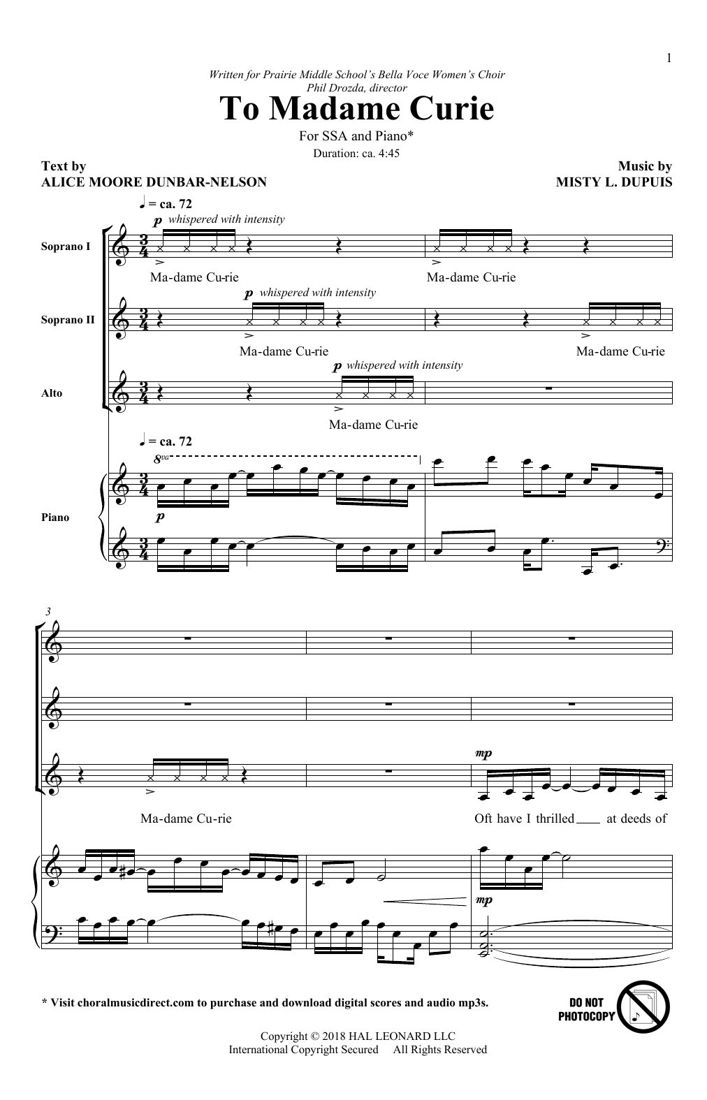 Produktgalerie: Seite 1 von 1 To Madame Curie, Misty L. Dupuis, Chor