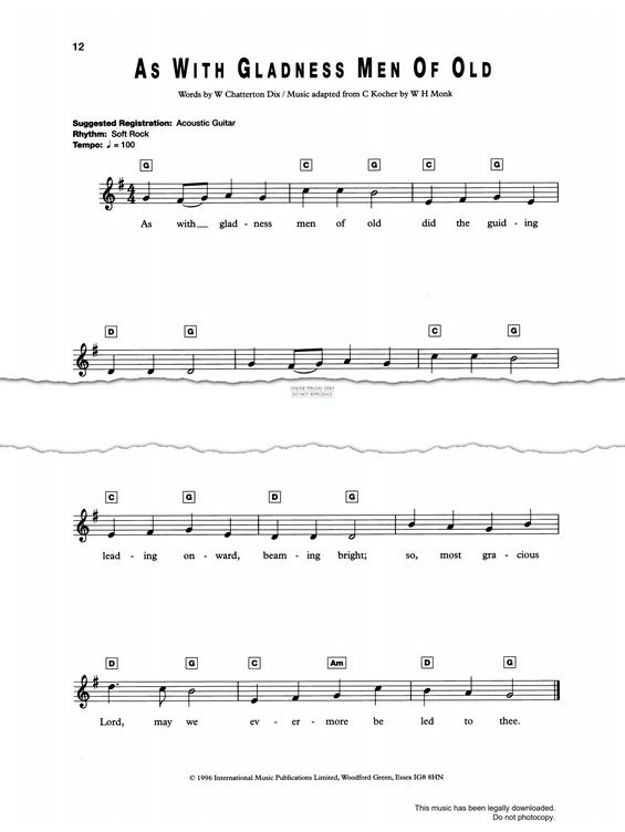 Produktgalerie: Seite 1 von 1 As With Gladness Men Of Old, William H. Monk, Gesang, Keyboard