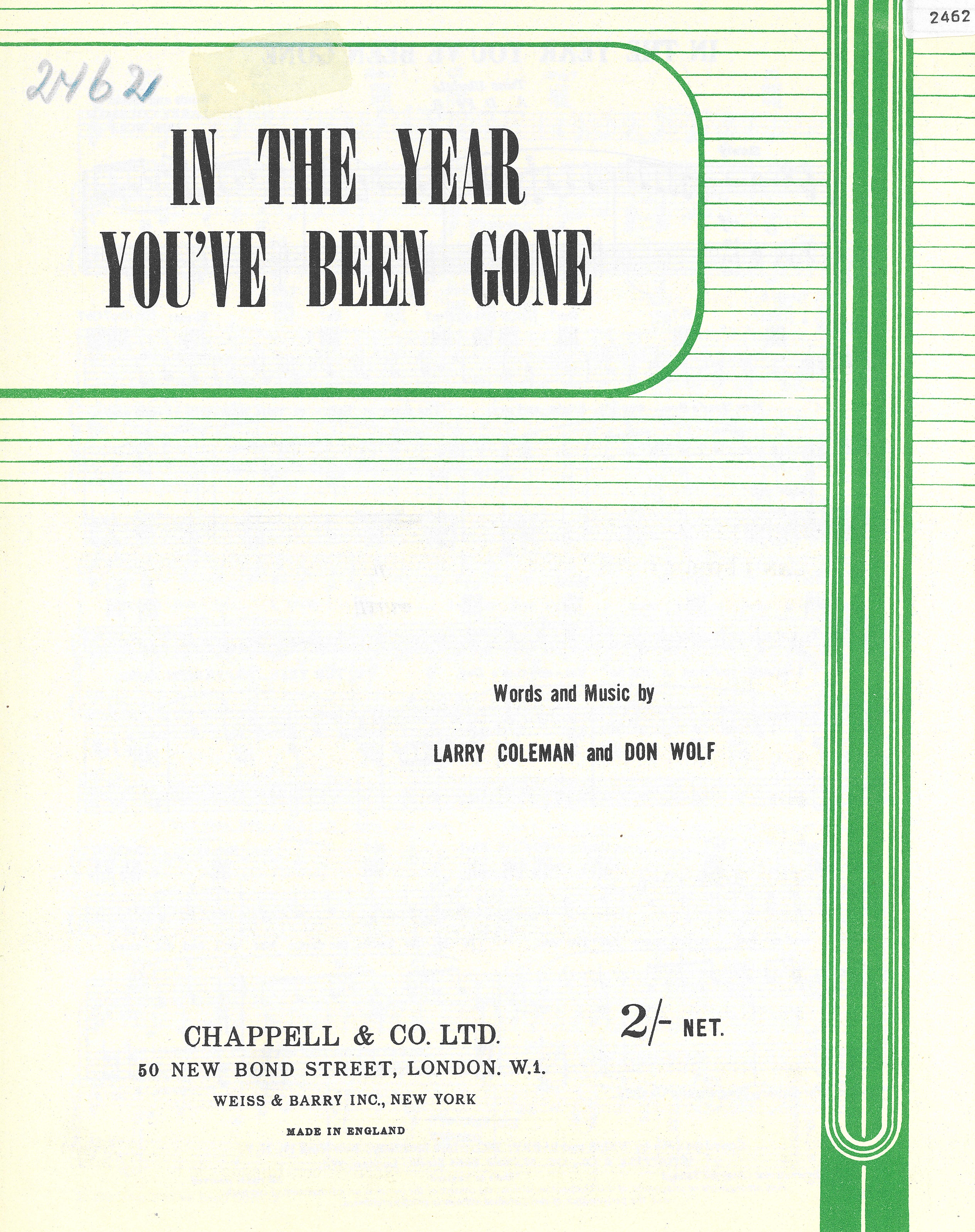 cover: In The Year You've Been Gone, Don Wolf