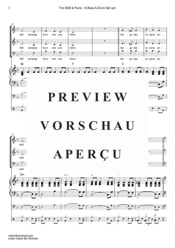 Produktgalerie: Seite 6 von 11 Leise rieselt der Schnee, , Gemischter Chor SAB & Klavier - E-Bass und Drum Set optional