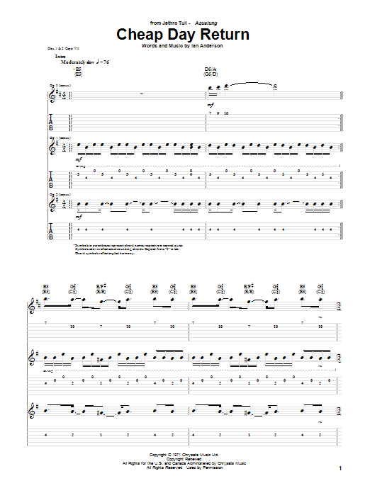 Produktgalerie: Seite 1 von 1 Cheap Day Return, Jethro Tull, Gitarre