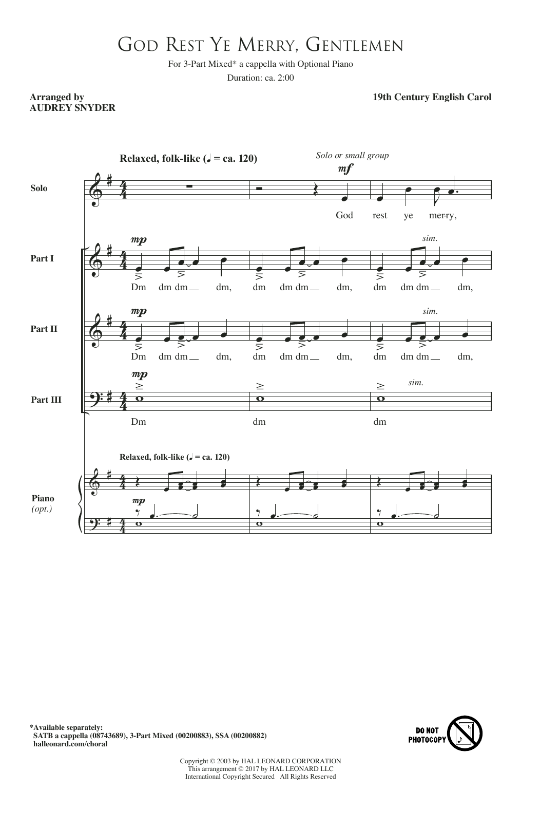 Product gallery: Page 1 of 1 God Rest Ye Merry, Gentlemen, Audrey Snyder