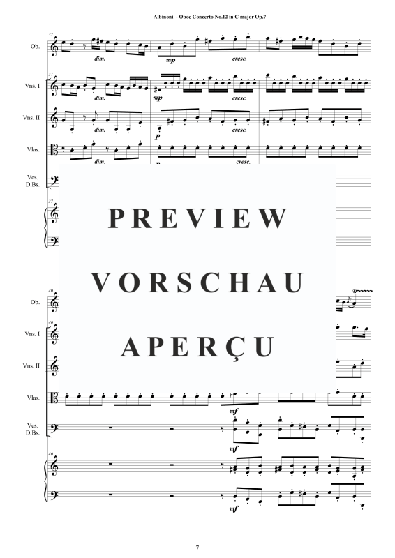Product gallery: Page 8 of 11 Concerto No.12 in C-Dur Op.7, , Solo Oboe, String Ensemble, and Harpsichord (Basso Continuo)