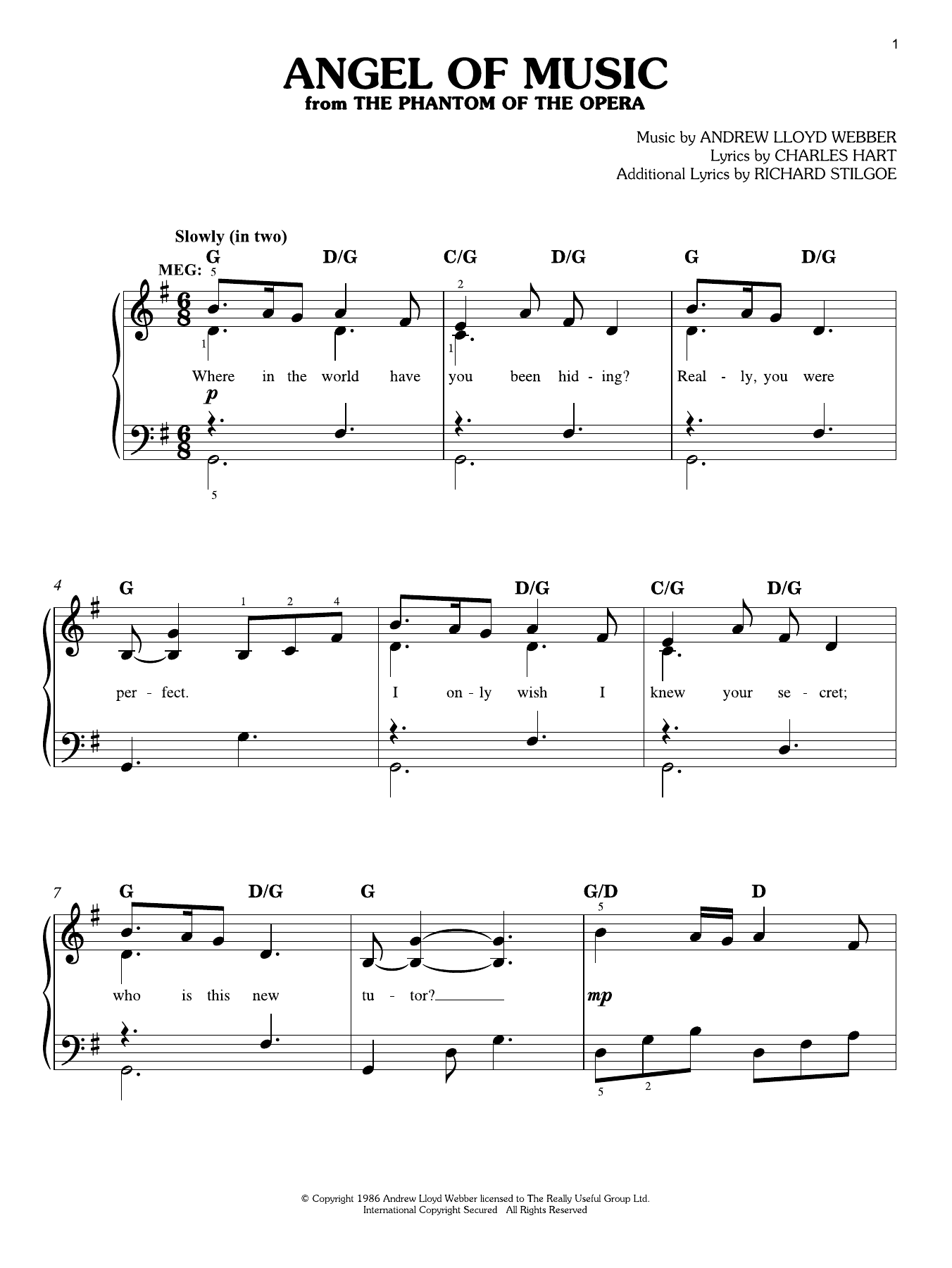 Produktgalerie: Seite 1 von 1 Angel Of Music (from The Phantom Of The Opera), Andrew Lloyd Webber, Klavier