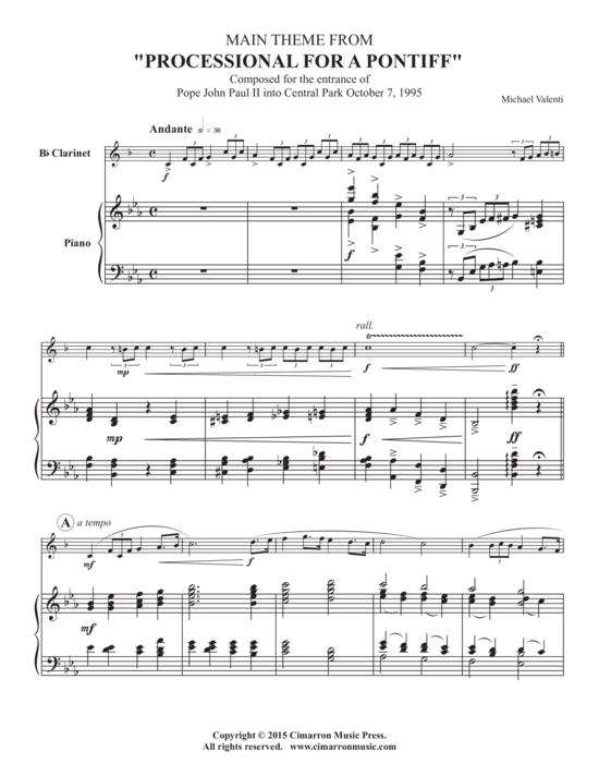 Product picture to: Main Theme from Processional for a Pontiff Michael Valenti