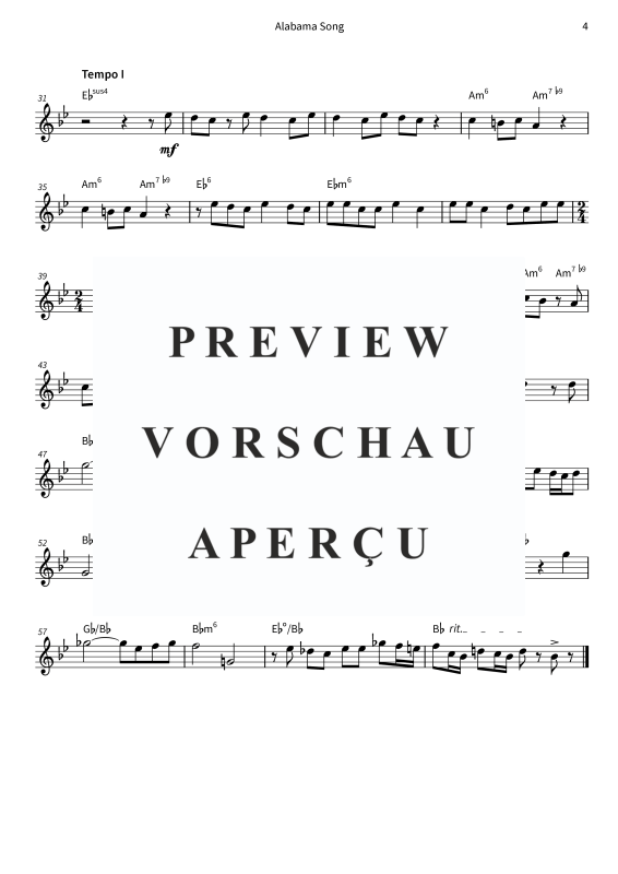 Product gallery: Page 6 of 6 Alabama Song, , Violin Solo - Leadsheet