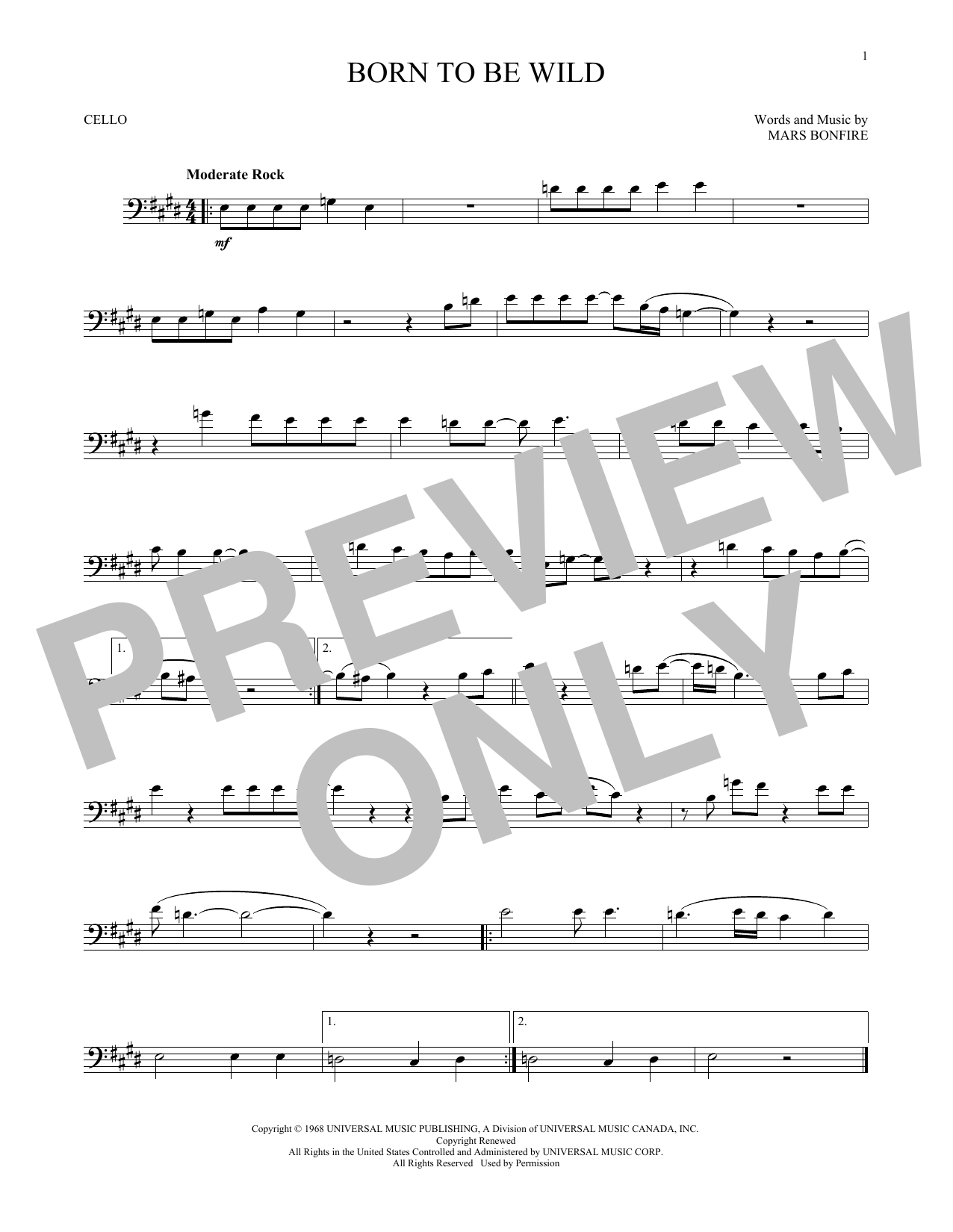 Produktgalerie: Seite 1 von 1 Born To Be Wild, Steppenwolf, Violoncello