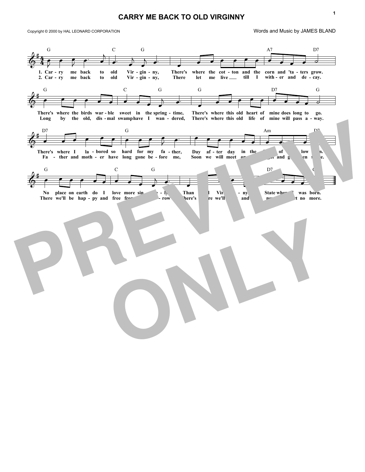 Produktbild zu: Carry Me Back To Old Virginny