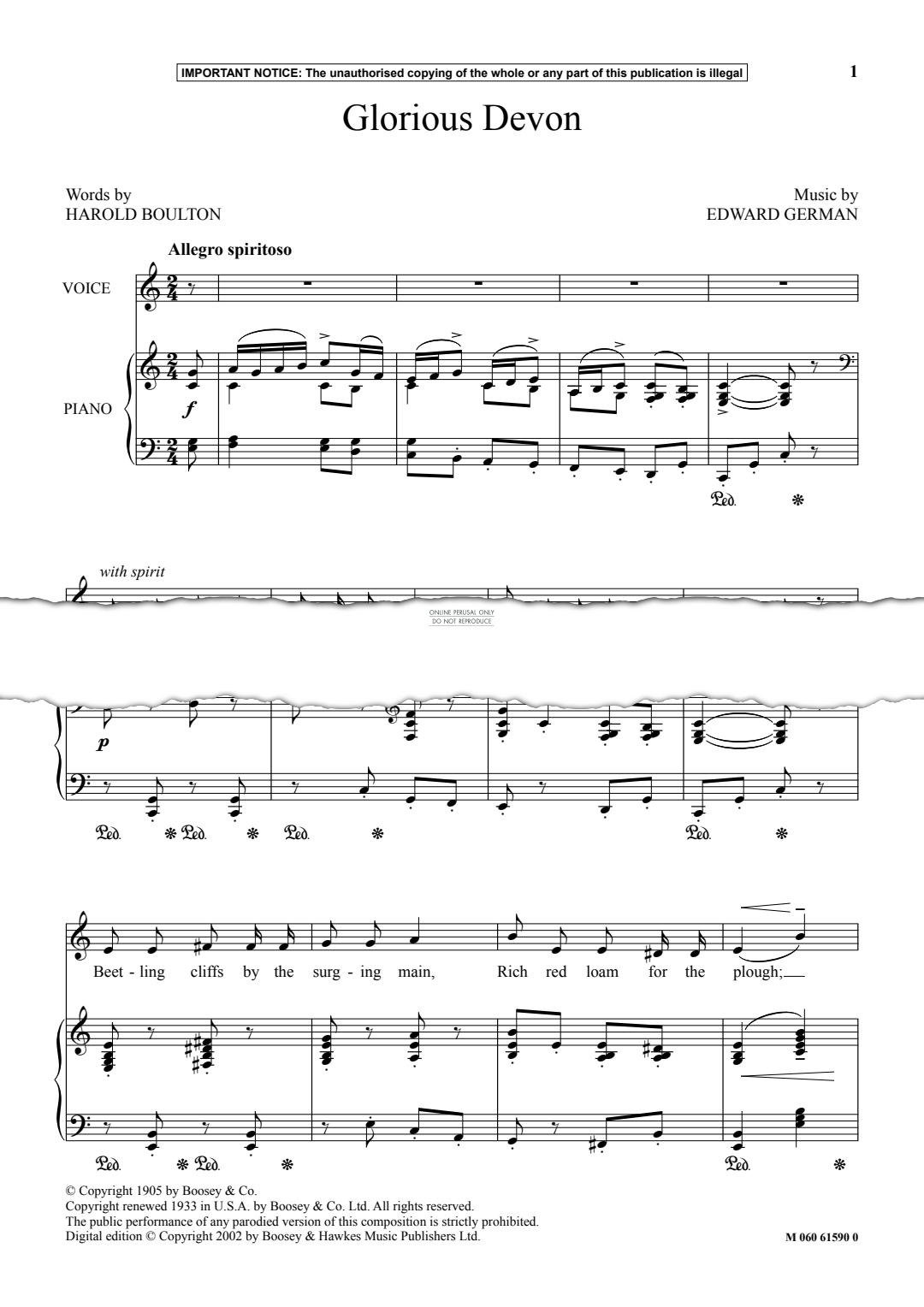 Produktgalerie: Seite 1 von 1 Glorious Devon, Edward German, Gesang, Klavier