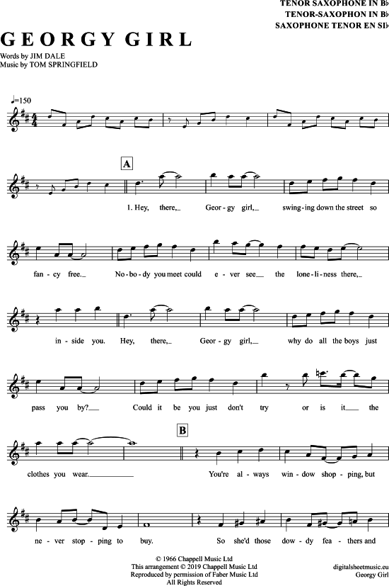 Product gallery: Page 1 of 4 Georgy Girl , Seekers, The, Tenor Saxophone