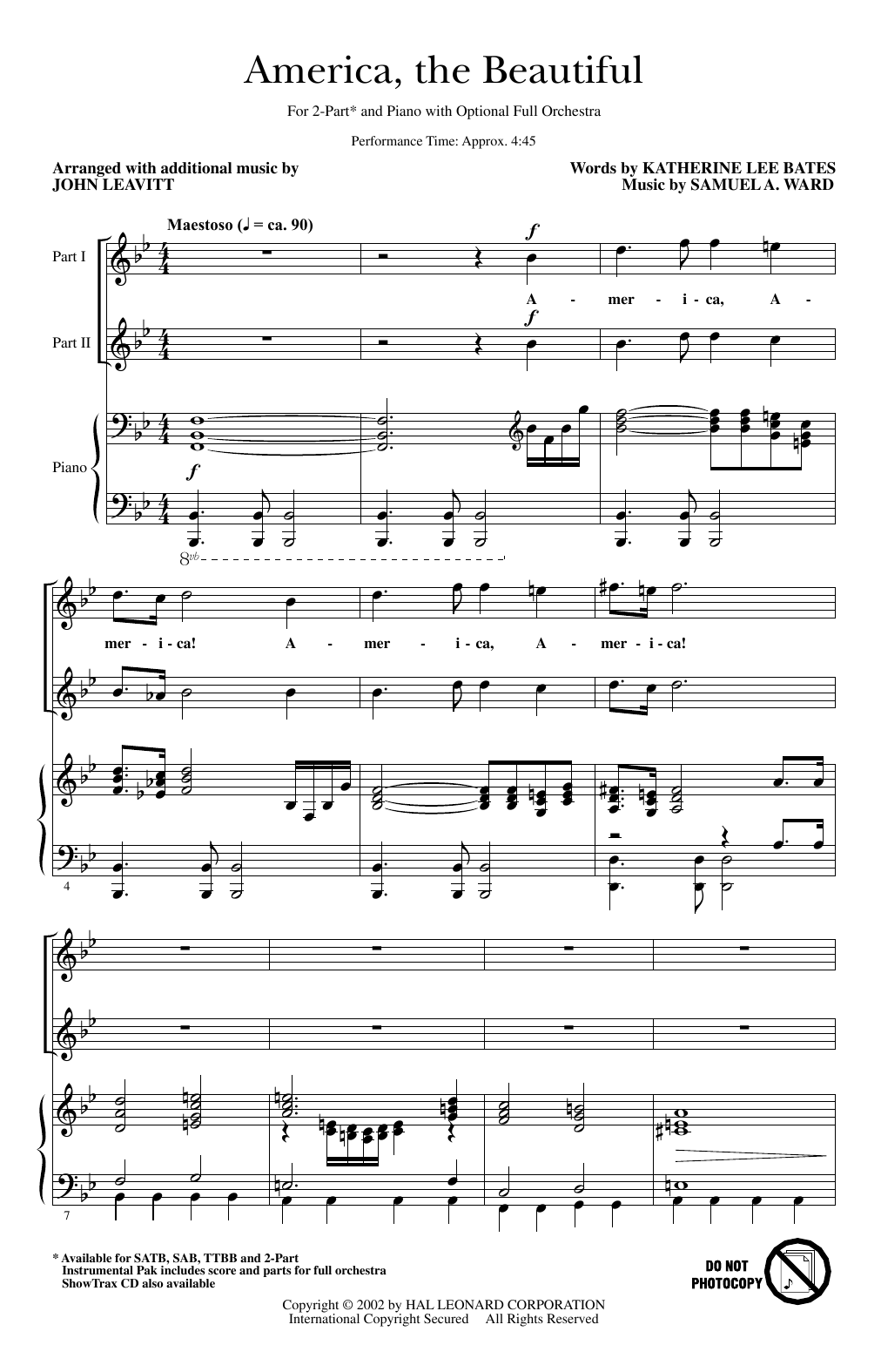 Produktbild zu: America, The Beautiful (arr. John Leavitt)