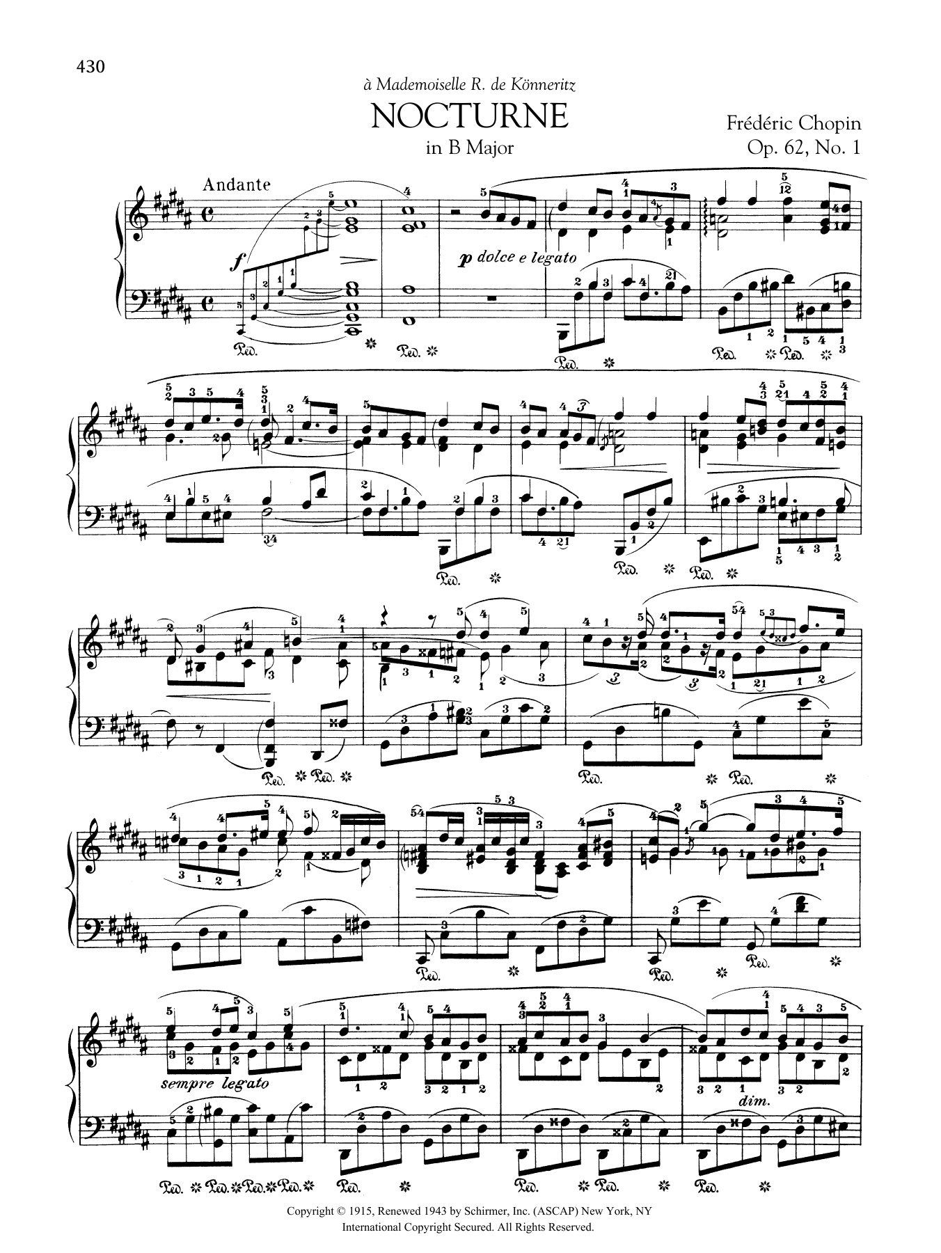 Product gallery: Page 1 of 1 Nocturne in B Major, Op. 62, No. 1, Frédéric Chopin