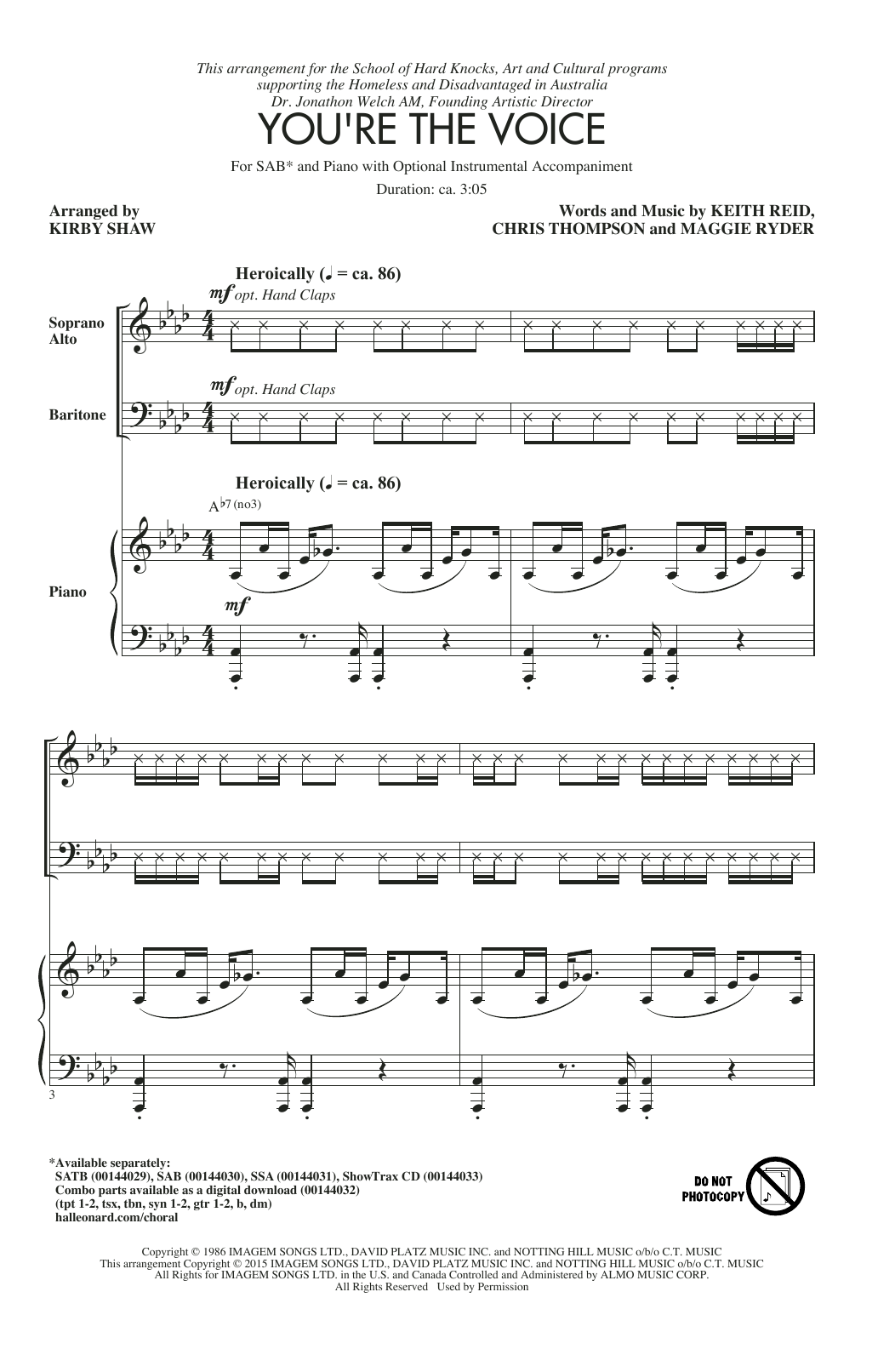 Produktgalerie: Seite 1 von 1 You're The Voice (arr. Kirby Shaw), John Farnham, Chor