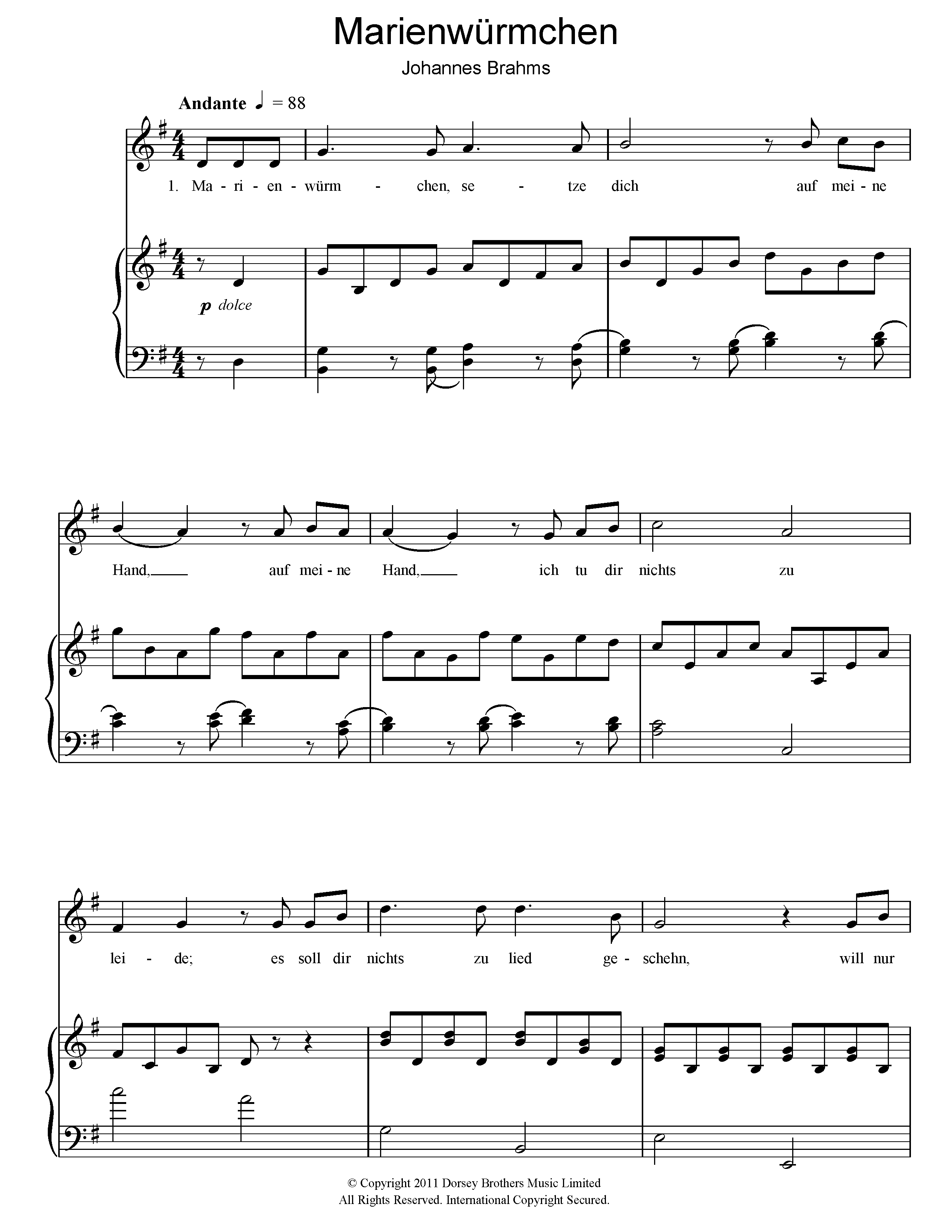 Produktgalerie: Seite 1 von 1 Marienwurmchen, Johannes Brahms, Gesang, Klavier