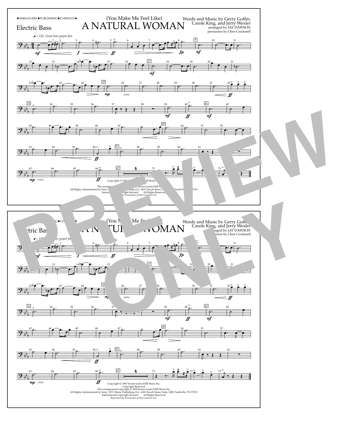 Product picture to: (You Make Me Feel Like) A Natural Woman (arr. Jay Dawson) - Electric Bass